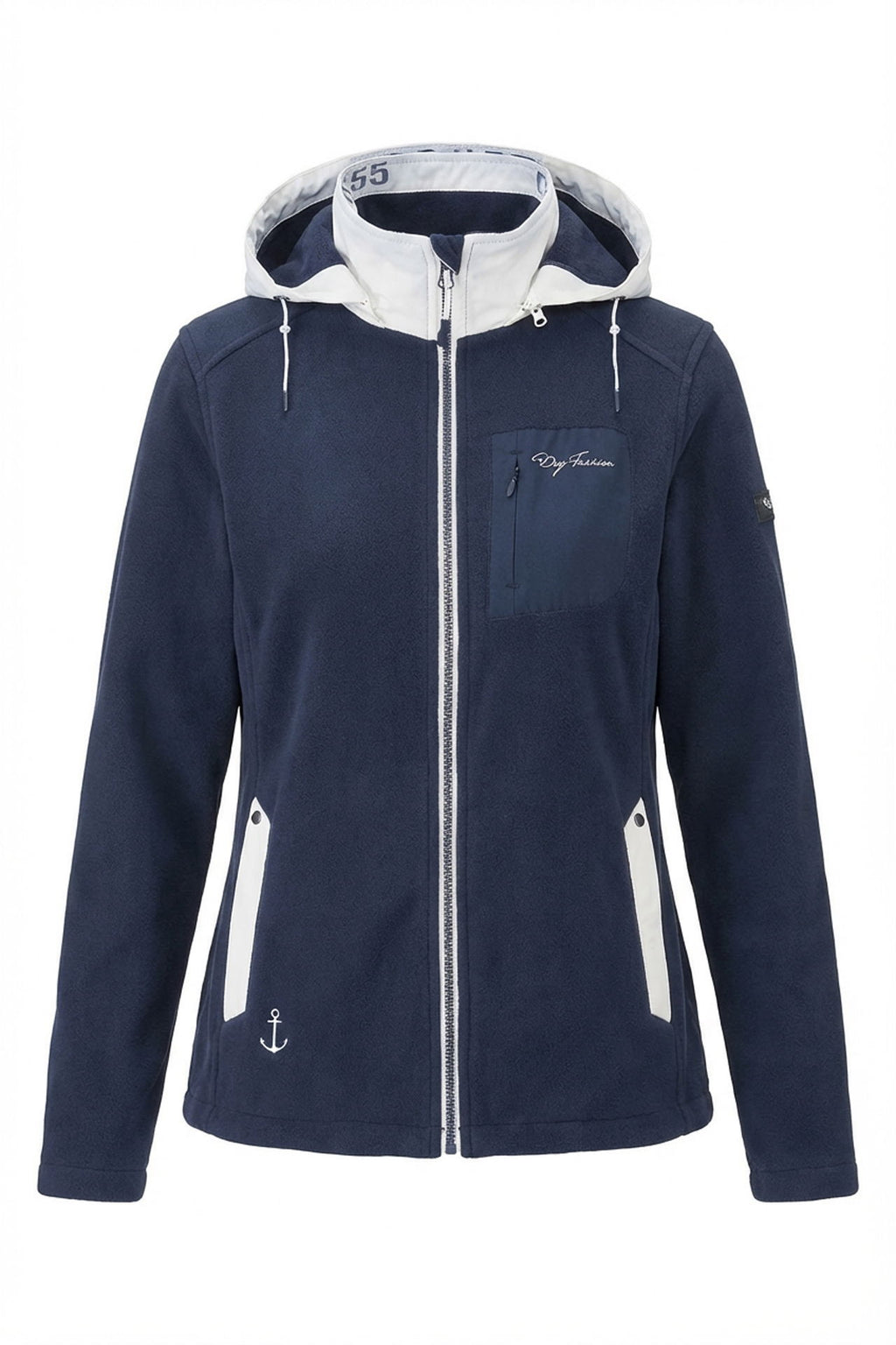 Kontrastdetaljer på fleecejakke dame windbreaker fleece med avtakbar hette Dry Fashion