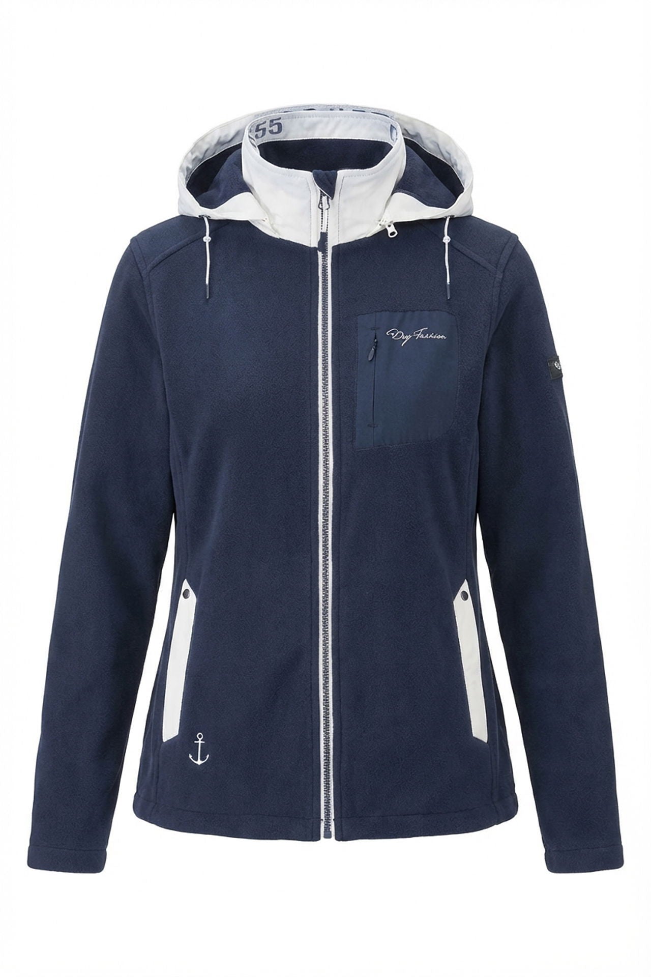 Kontrastdetaljer på fleecejakke dame windbreaker fleece med avtakbar hette Dry Fashion