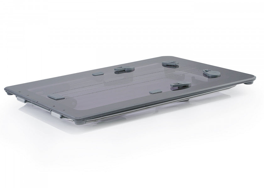 Flush Hatch dekksluke L 760 x 575 mm aluminium akryl røykgrå side
