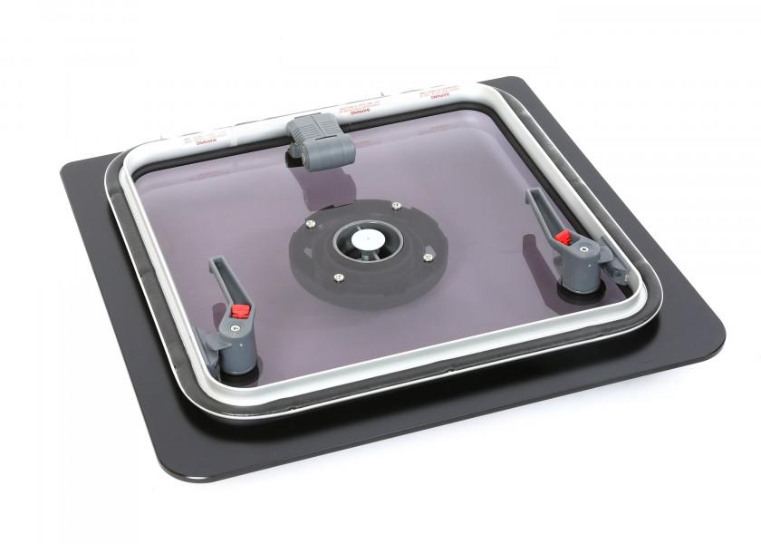 Flush Hatch dekksluke med ventilator L 760 x 575 mm røykgrå bakside