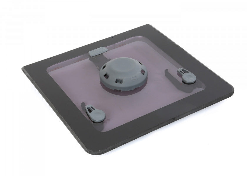 Flush Hatch dekksluke med ventilator L 760 x 575 mm røykgrå forfra