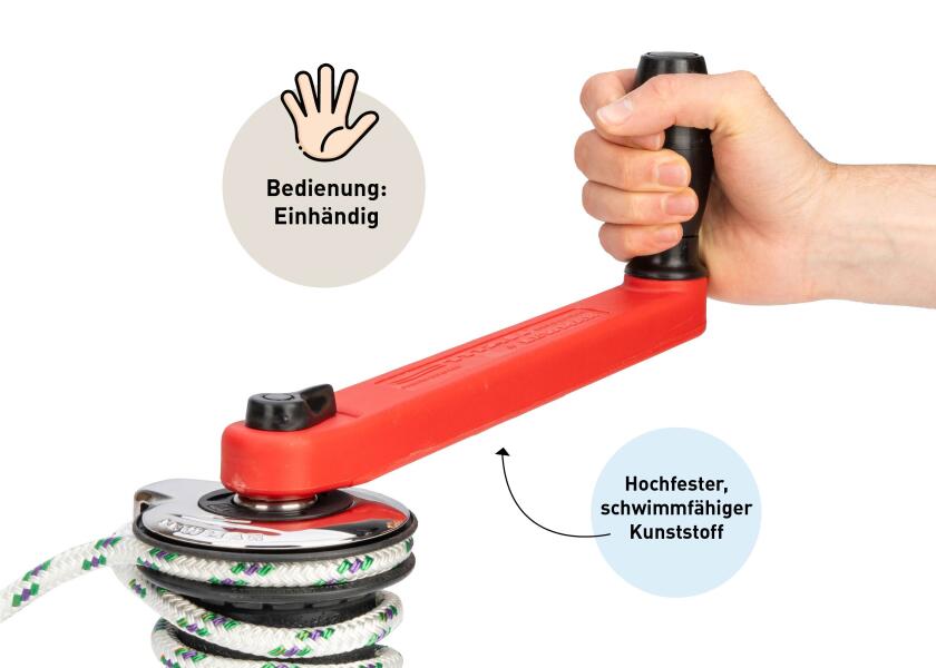 Flytende vinsjhåndtak 290 mm kunststoff Lewmar side