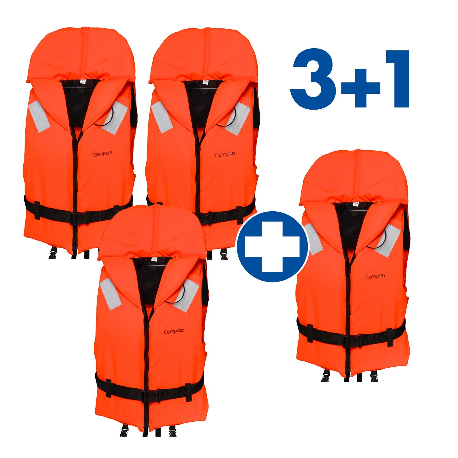 Flytevest sett 4 stk 100 N orange 10-20 kg forfra