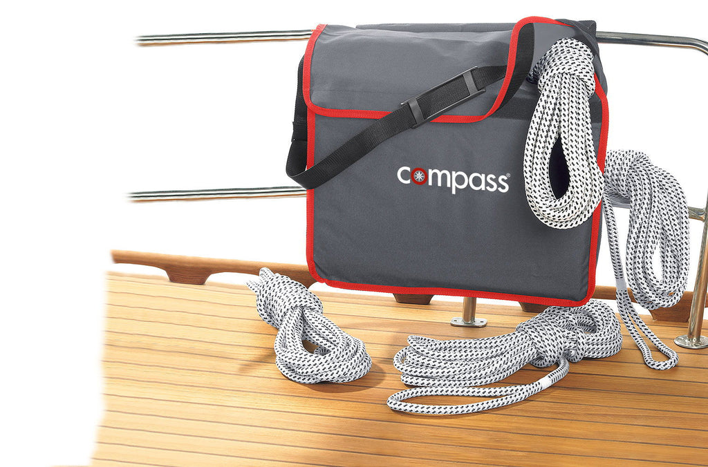 Fortøyningssett 4 x 6 m polyester 10 mm med veske - Compass forfra