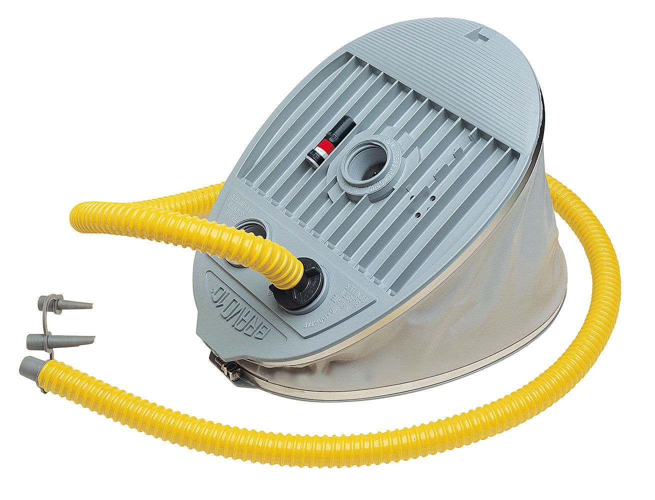 Fotpumpe to kammer 1,6 + 5 liter 800 mbar med 6 adaptere - BRAVO forfra