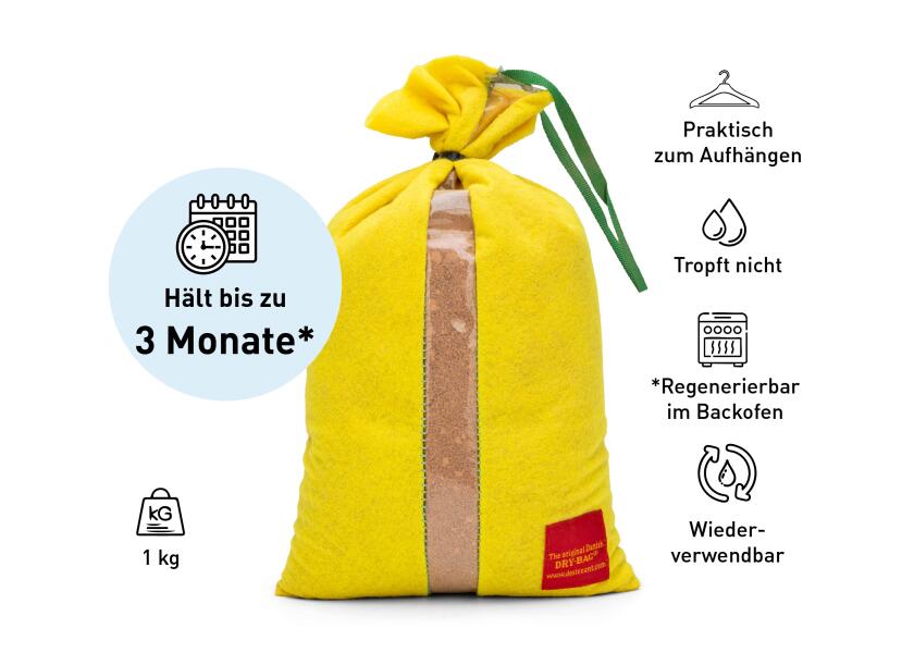 Fuktabsorbator gjenbrukbar 0,75 l for båt og bobil - DRY BAG bakside