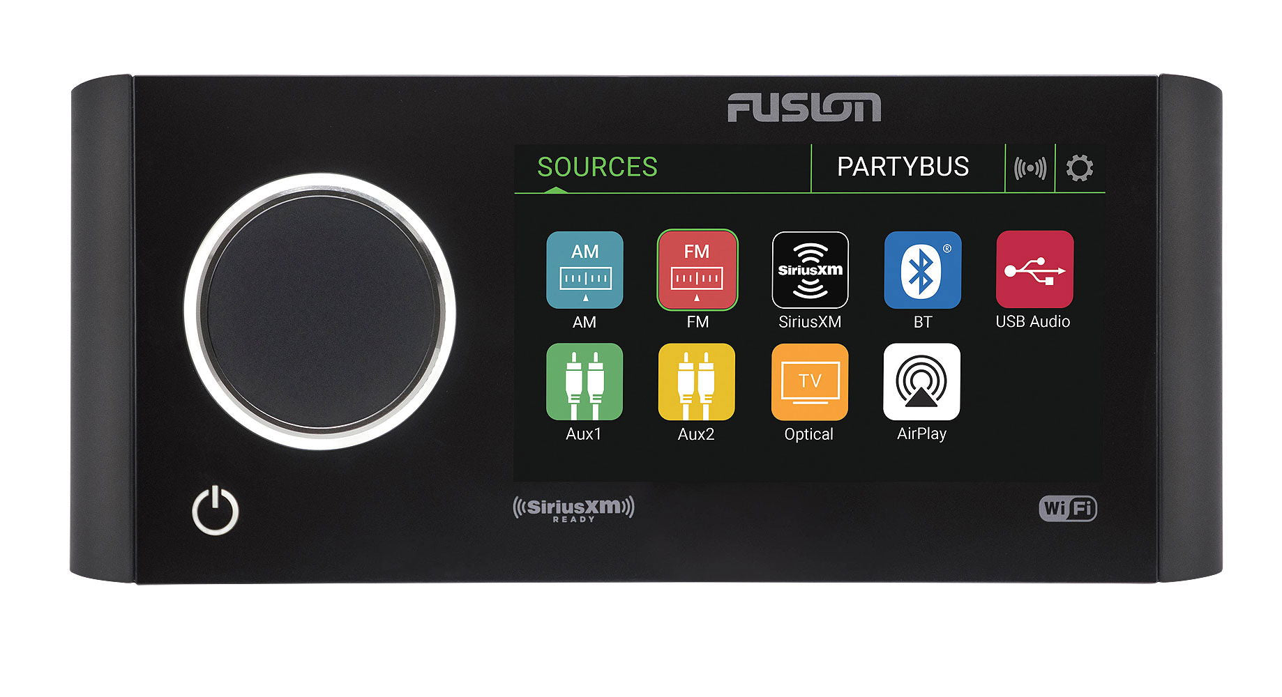 Fusion RA770 marine radio touchscreen forfra