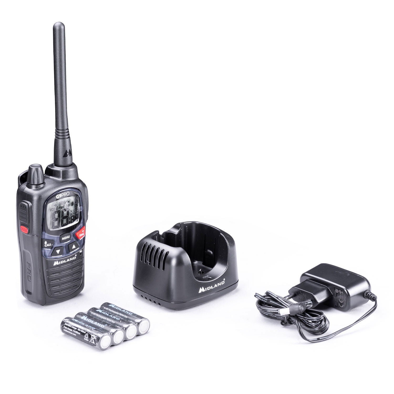 Detalj av G9 Pro PMR446/LPD radio 16+69 kanaler