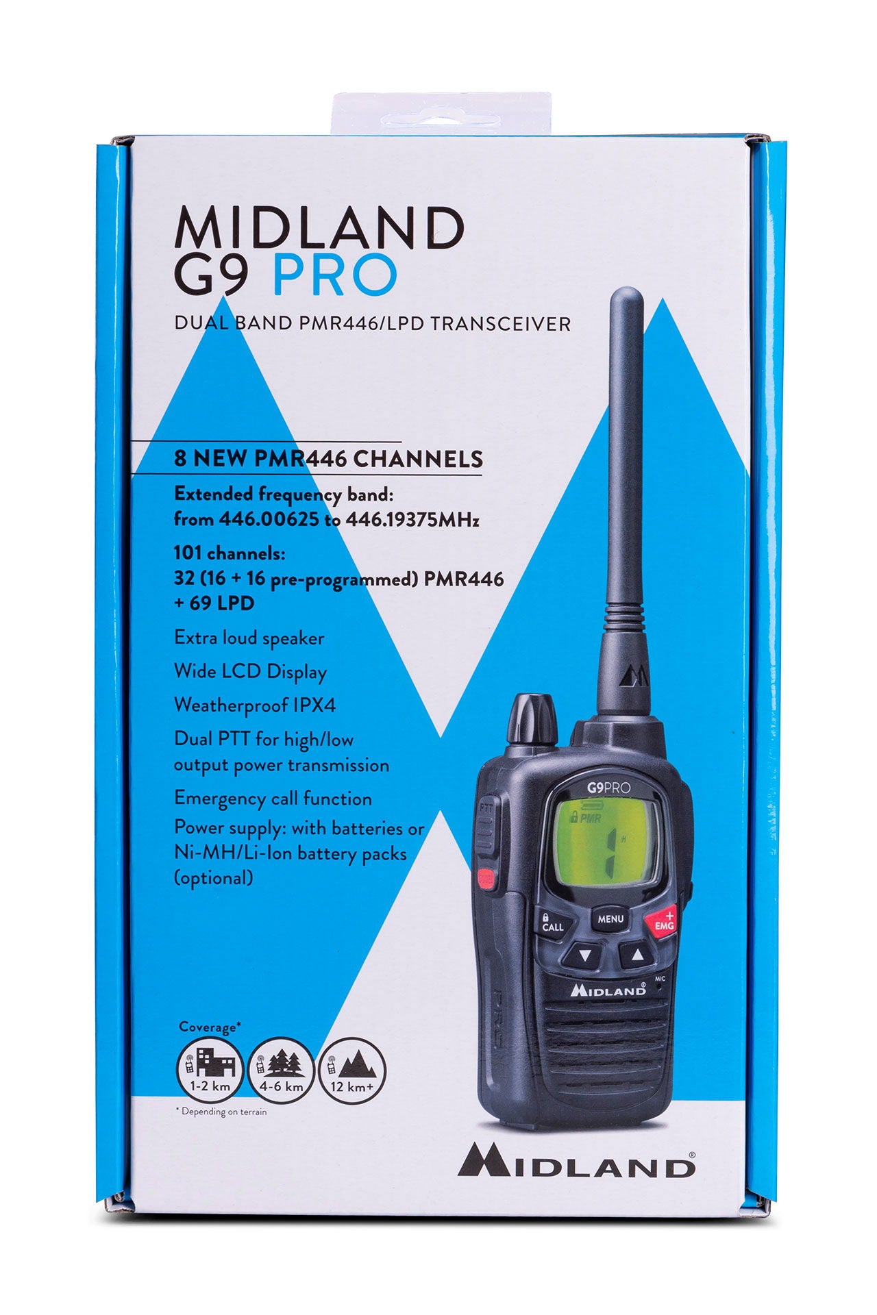 Oversikt av G9 Pro PMR446/LPD radio 16+69 kanaler
