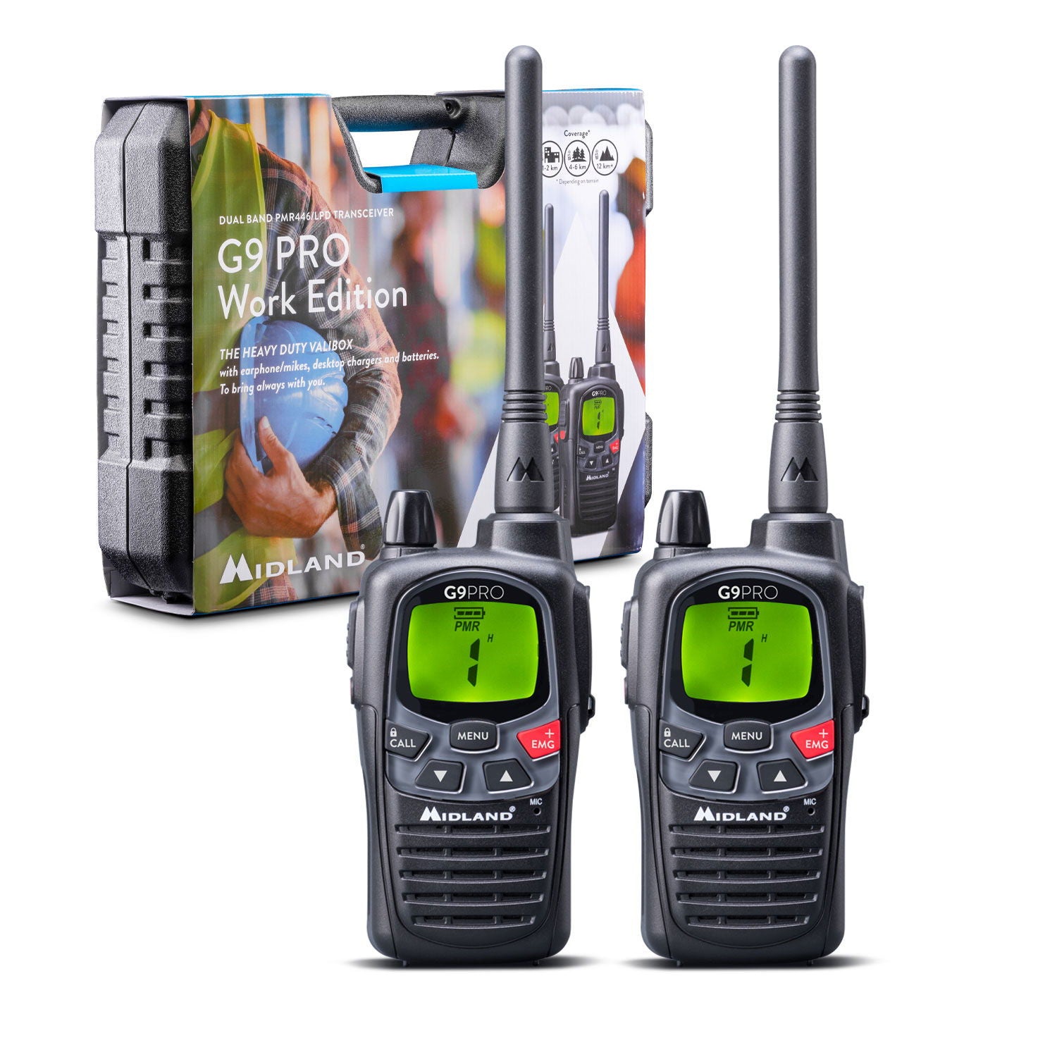 G9 Pro PMR446 radio 2-paks koffert bakside