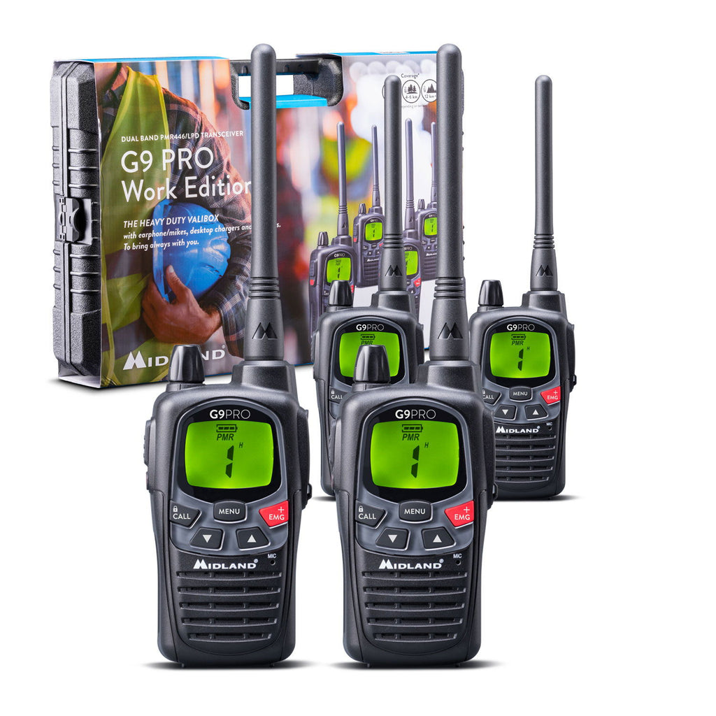 G9 Pro PMR446 radio 4-paks koffert bakside
