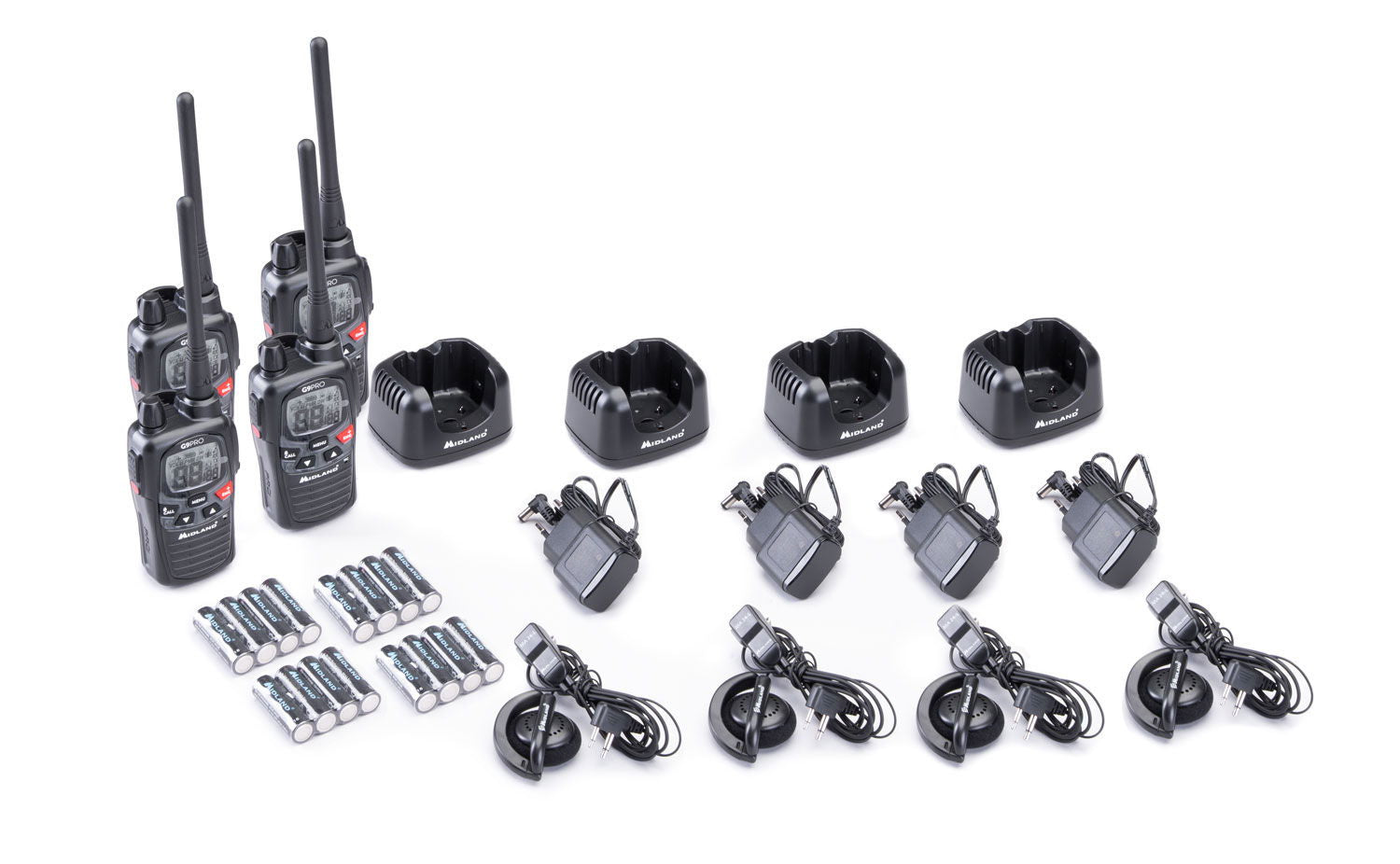 Detalj av G9 Pro PMR446 radio 4-paks koffert