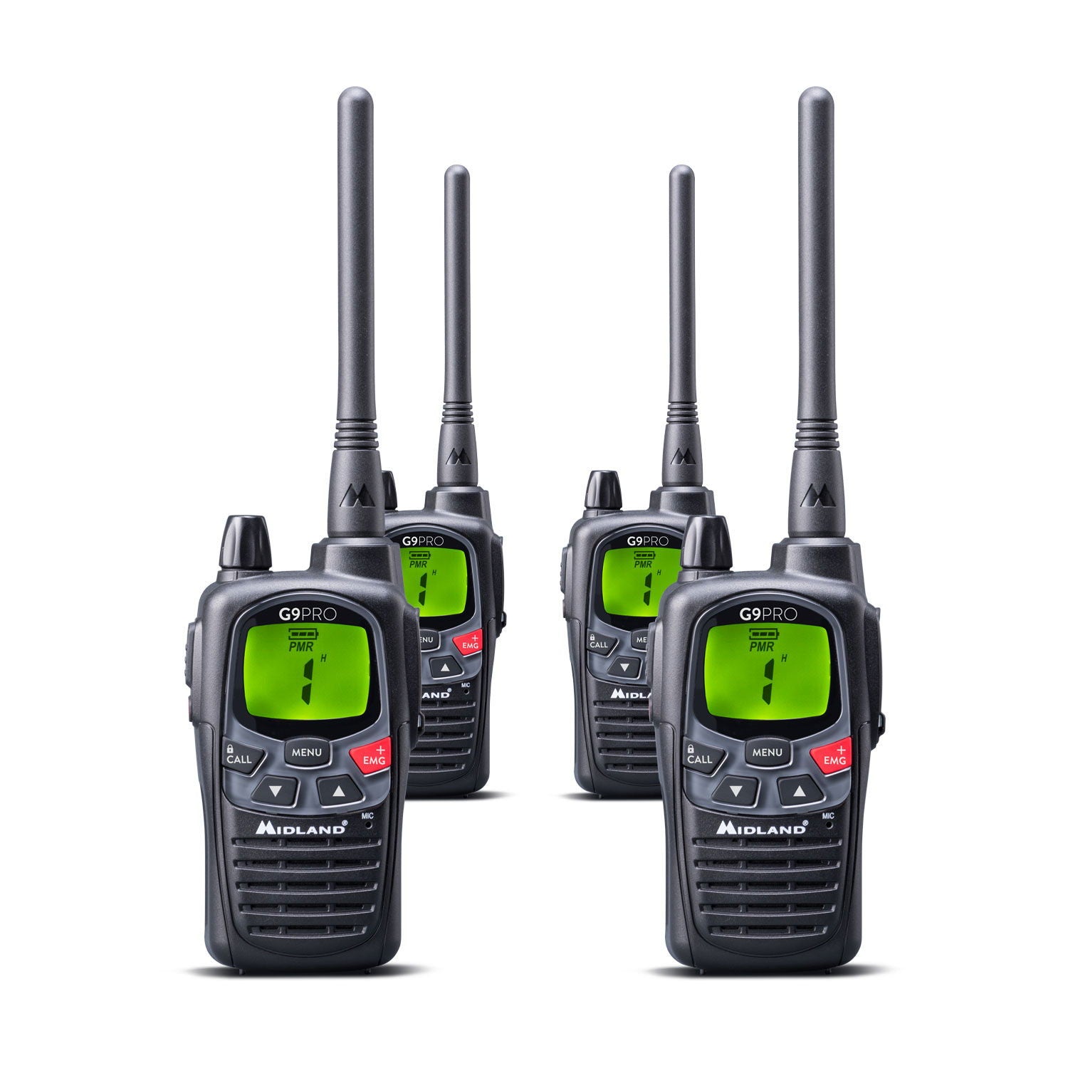 G9 Pro PMR446 radio 4-paks koffert forfra