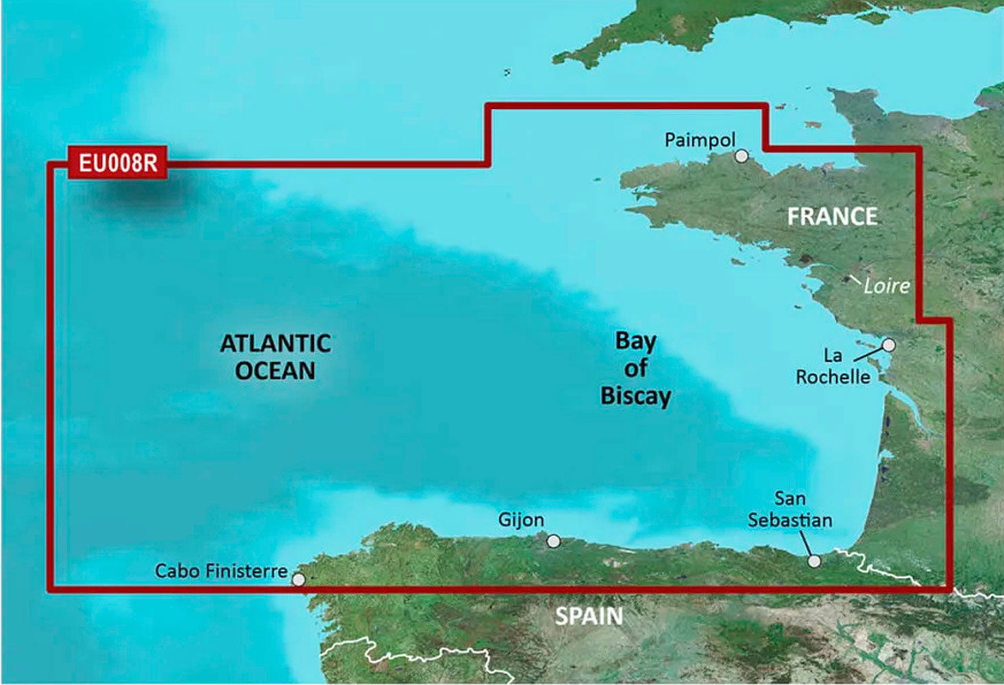 Garmin BlueChart g3 HXEU008R Biscaya microSD/SD sjøkart forfra