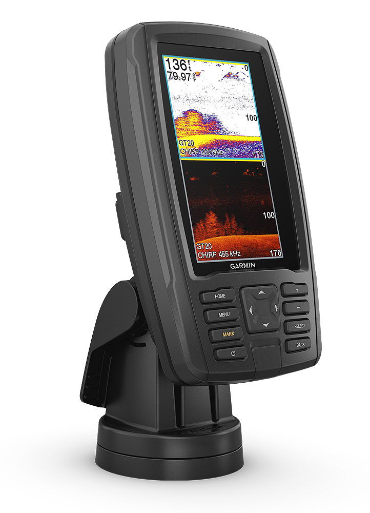 Bakside av Garmin Echomap plus 42 cv kartplotter m/ekkolodd 4 tommer ClearVü