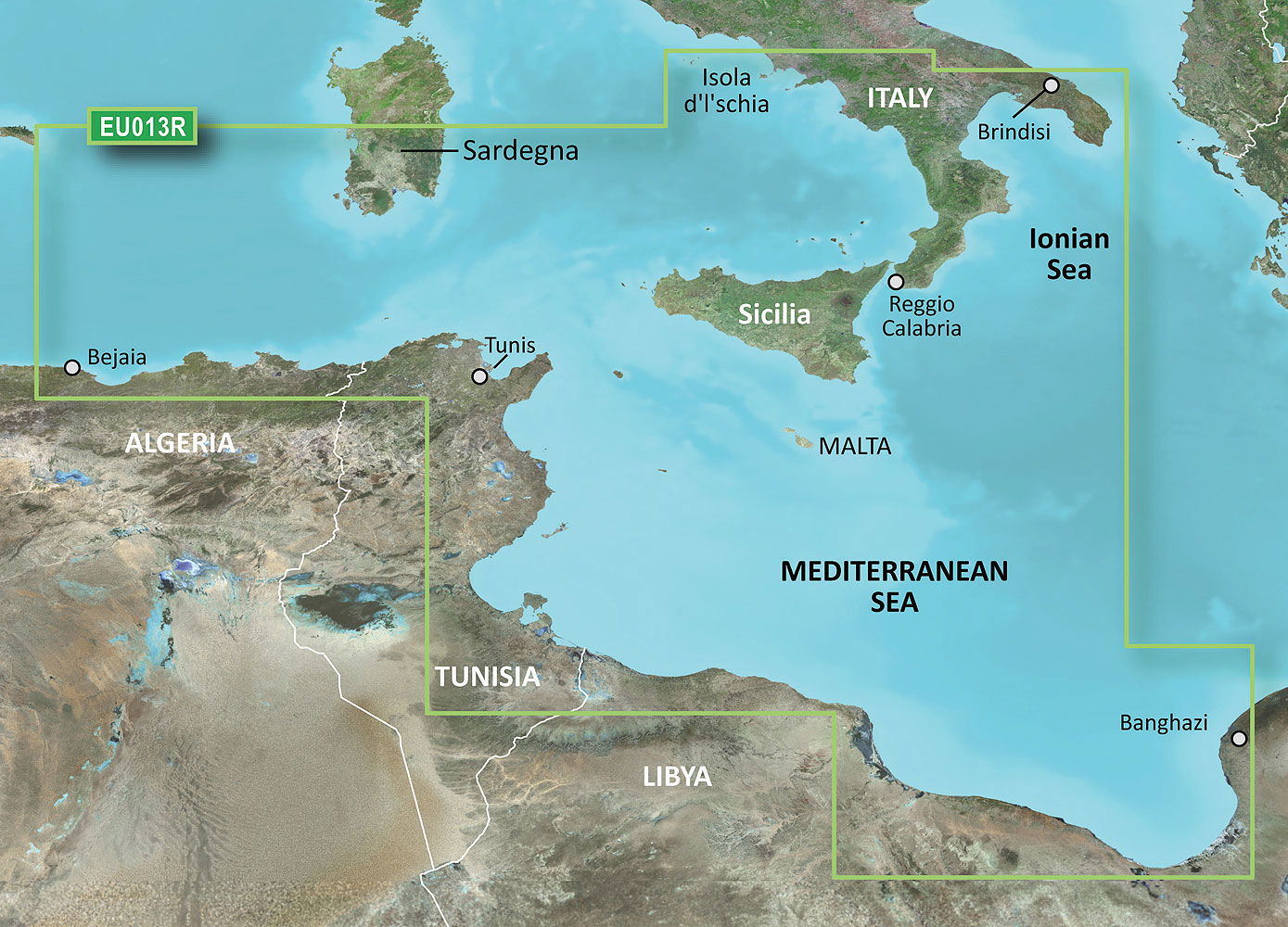 Garmin g2 Vision BlueChart VEU013R Italia sørvest og Tunisia forfra