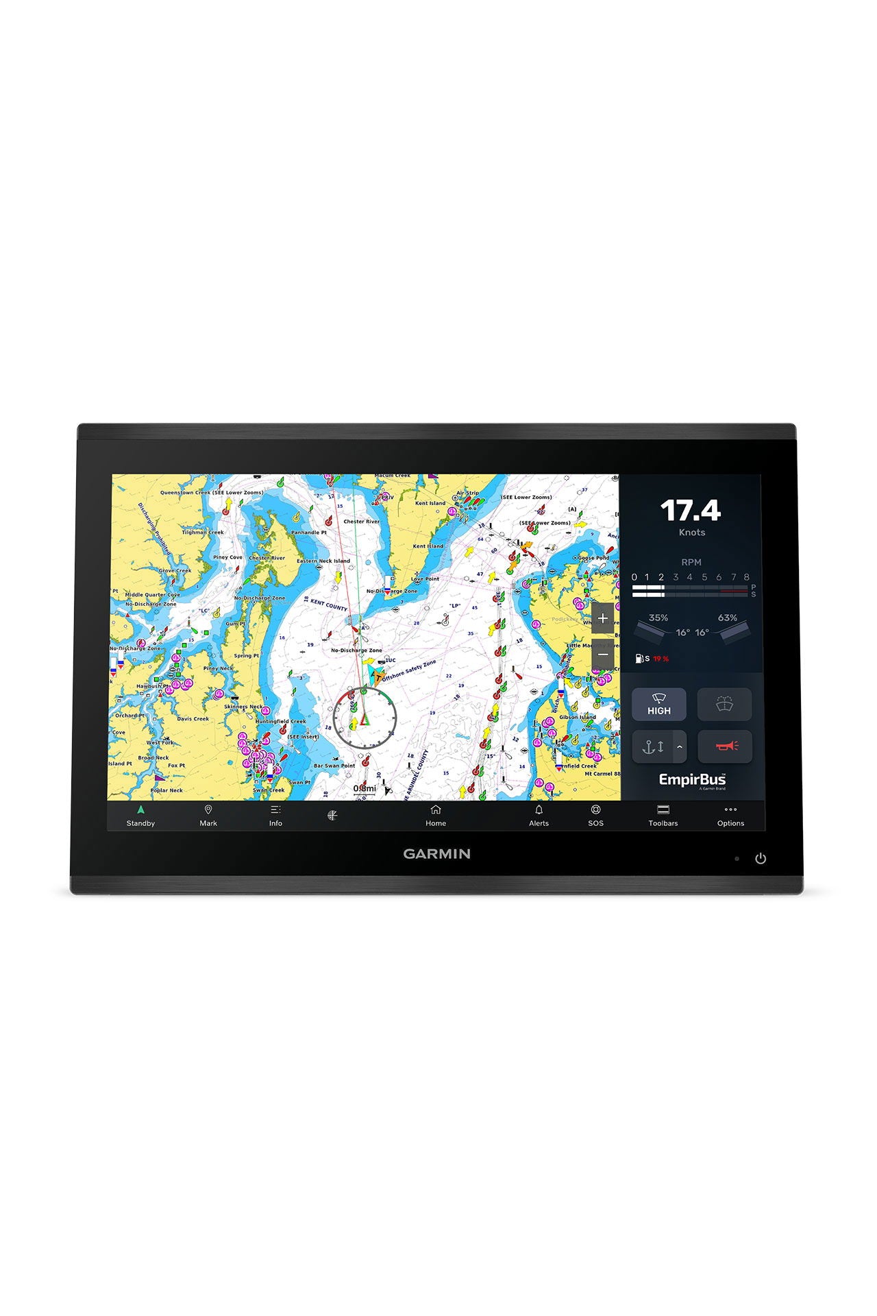 Garmin GPSMAP 9000 kartplotter 19" display bakside