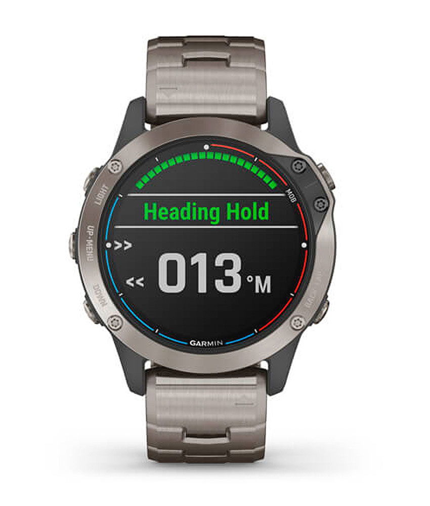 Bakside av Garmin Quatix 6 Titanium GPS marine smartwatch