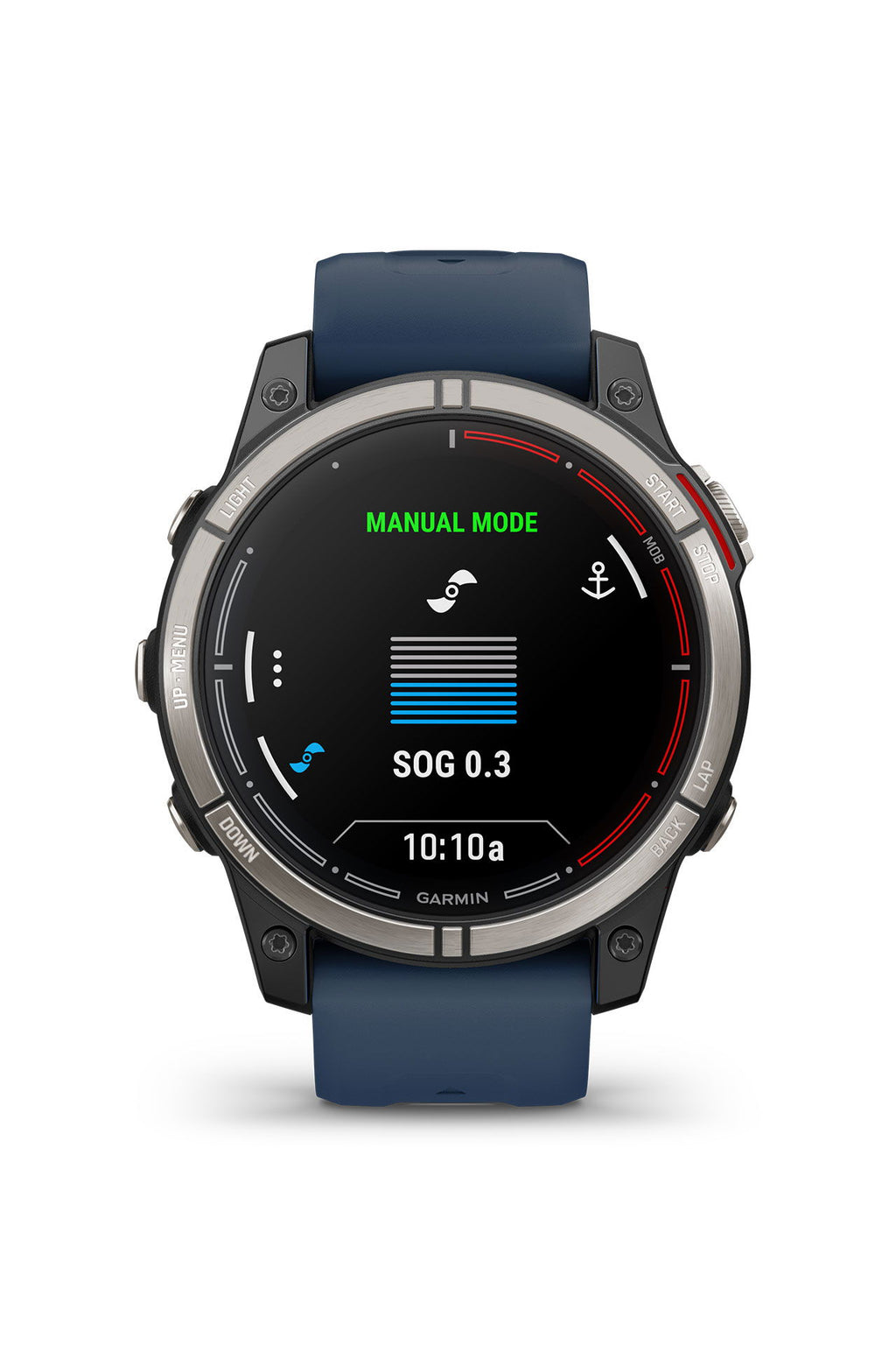 Detalj av Garmin Quatix 7 Pro AMOLED smartklokke skjerm