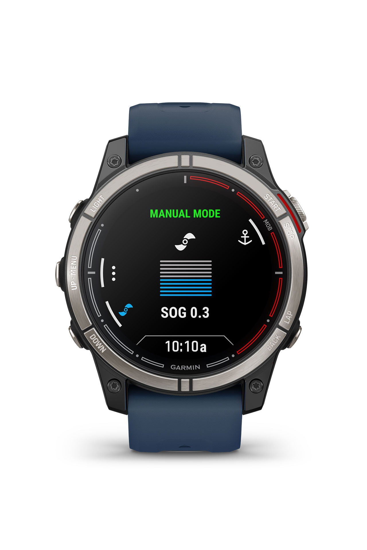 Detalj av Garmin Quatix 7 Pro AMOLED smartklokke skjerm