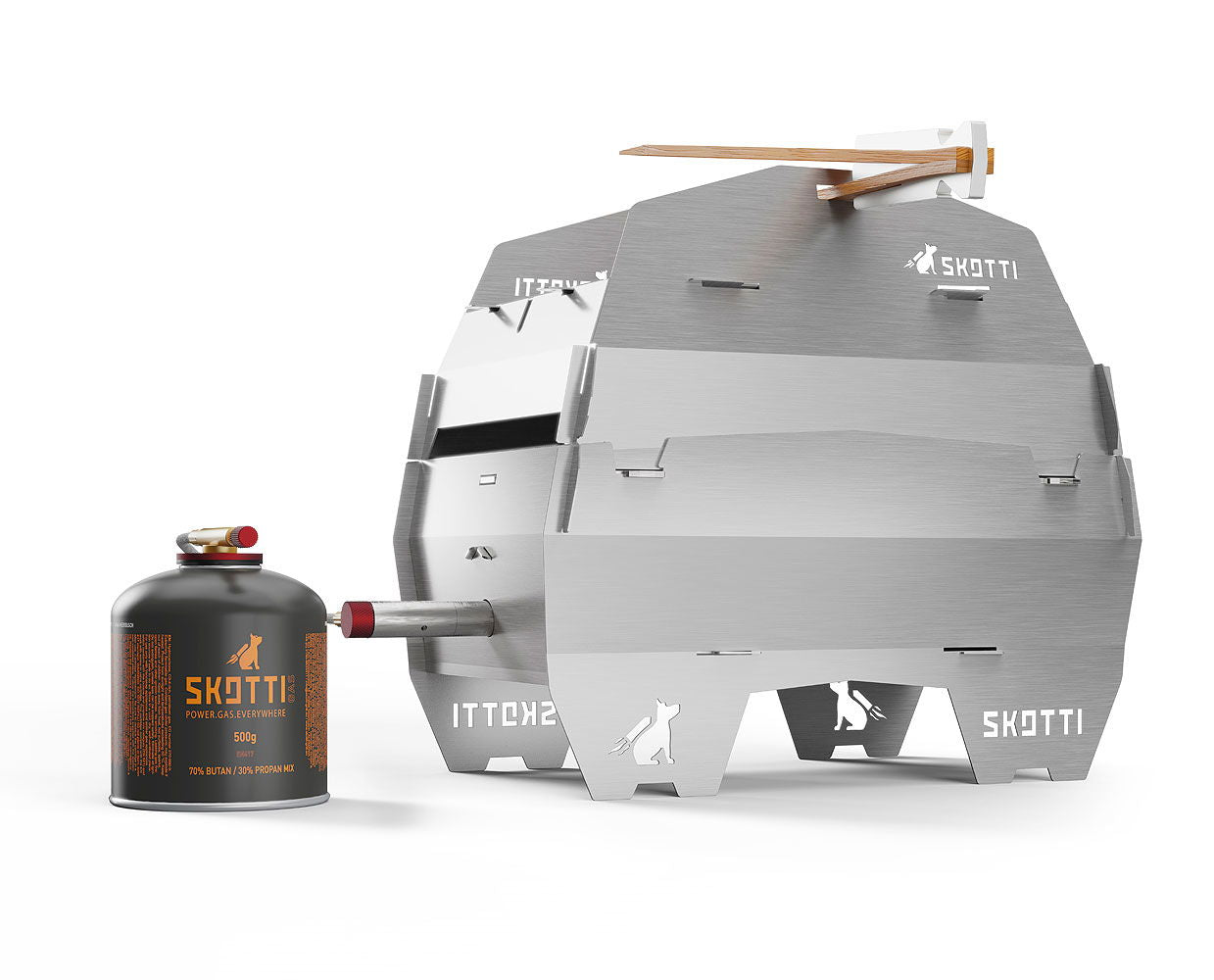 Gassgrill rustfritt stål 2,5 kW 3 kg sammenleggbar bakside