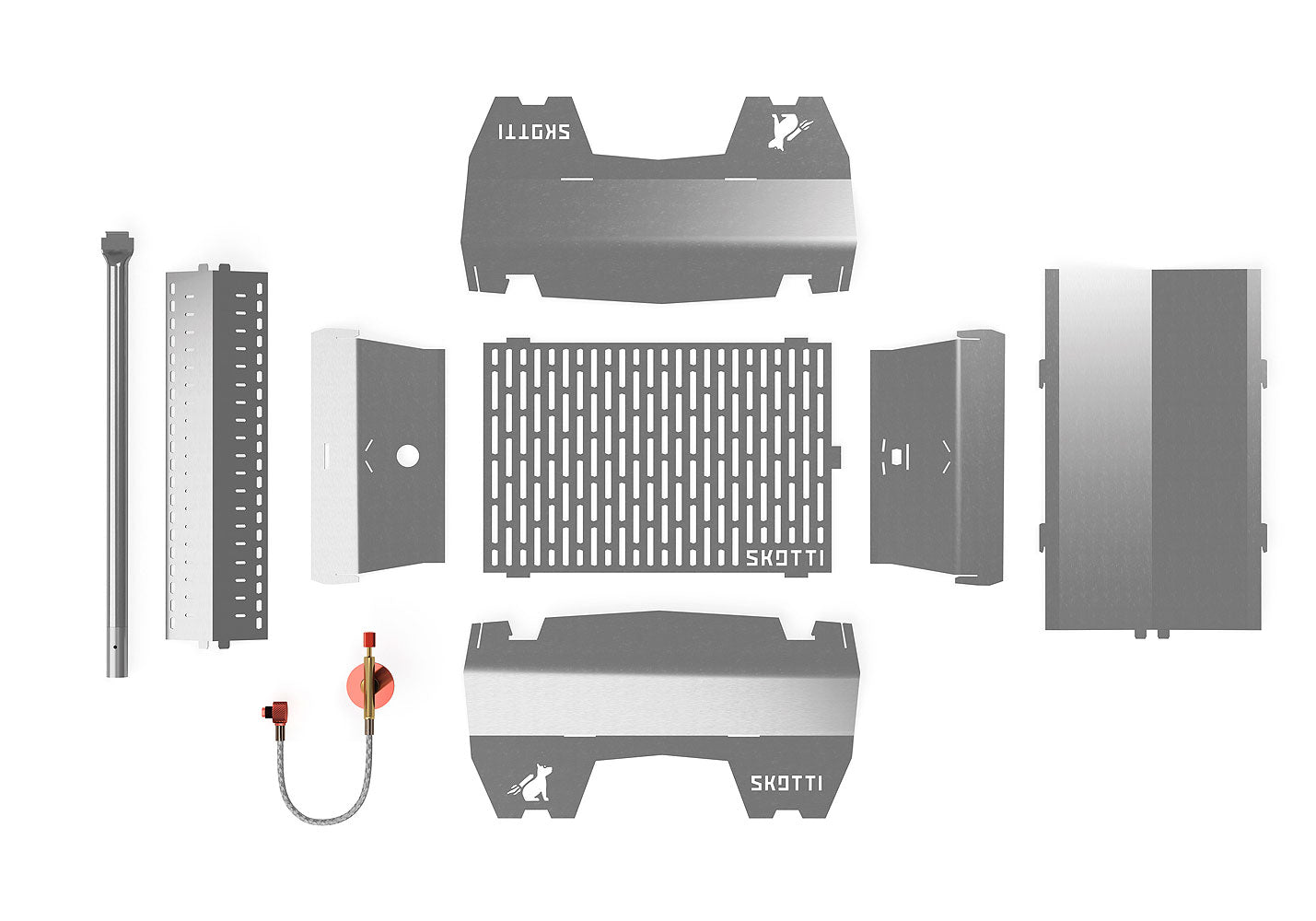 Gassgrill rustfritt stål 2,5 kW 3 kg sammenleggbar detalj av grillrist