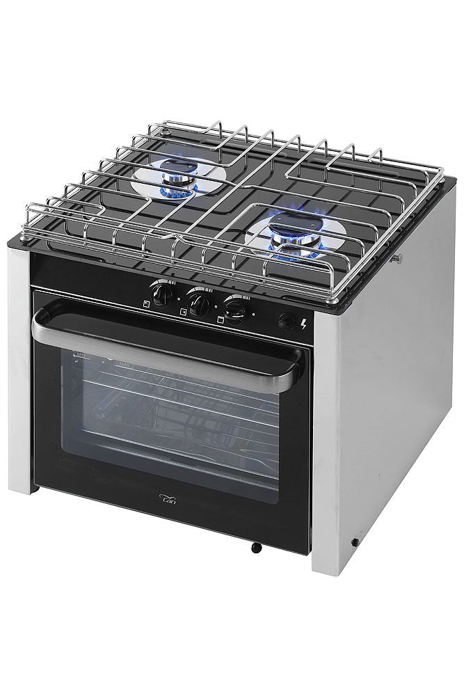Gasskomfyr 2-bluss med ovn 30 l 1900 W - Allpa forfra
