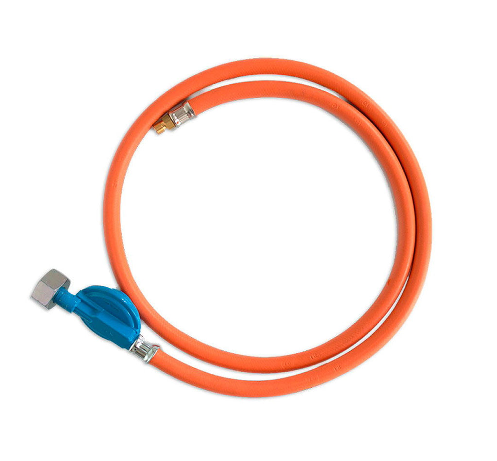 Gasstilkobling for gassflaske 150 cm slange fra forfra