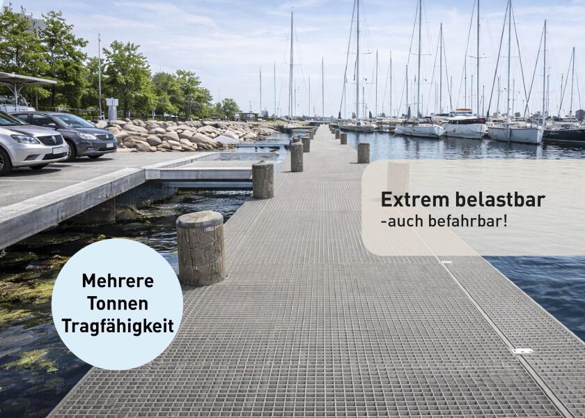 GFK gitterrist bryggeplate sandbelagt 100,7 x 300,7 cm sklisikker