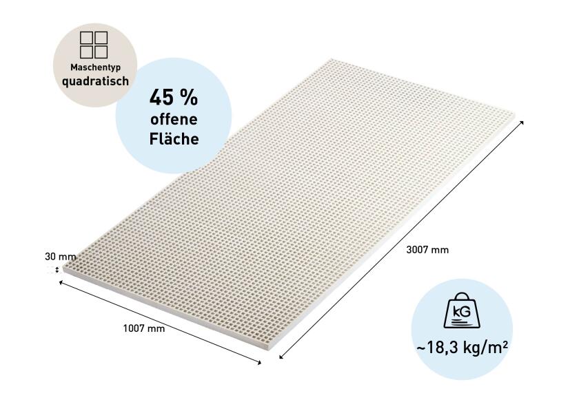GFK gitterrist bryggeplate sandbelagt 100,7 x 300,7 cm sklisikker