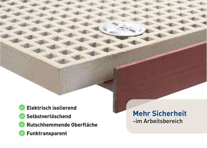 GFK gitterrist bryggeplate sandbelagt 100,7 x 300,7 cm sklisikker