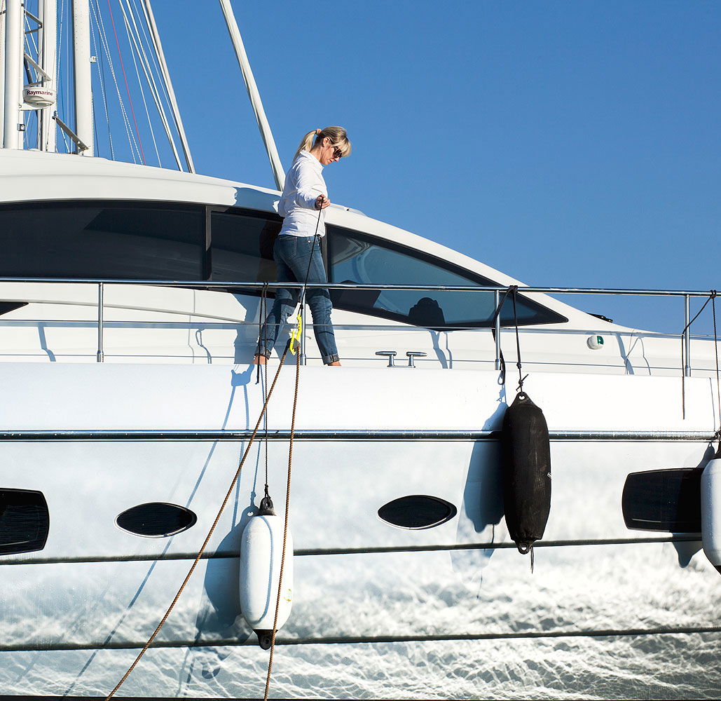 GHOOK fortøyningshjelp med line og flytekuler bakside