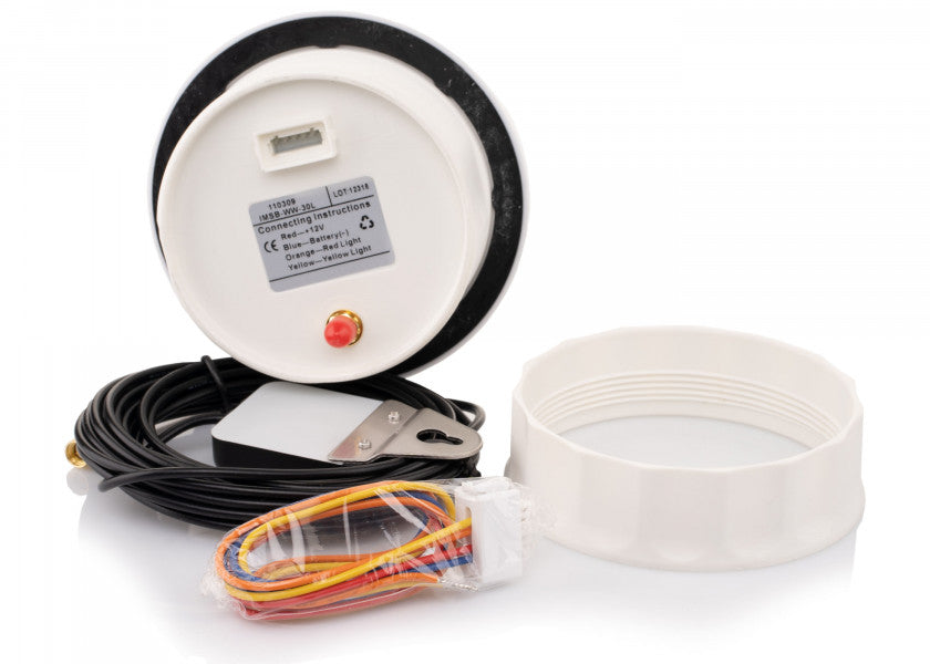 GPS speedometer hvit 30 knop analog og digital visning 12V detalj