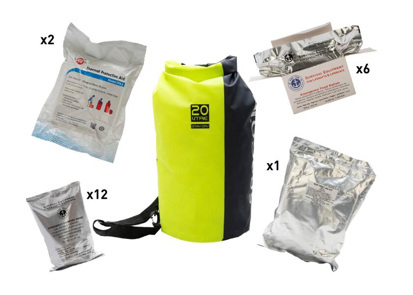 Grab bag flytende overlevelsesveske 6 personer SEAGO detalj
