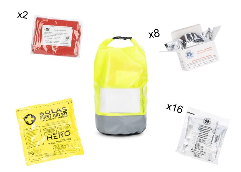 Grab bag overlevelsesveske for redningsflåte 8 personer i bruk