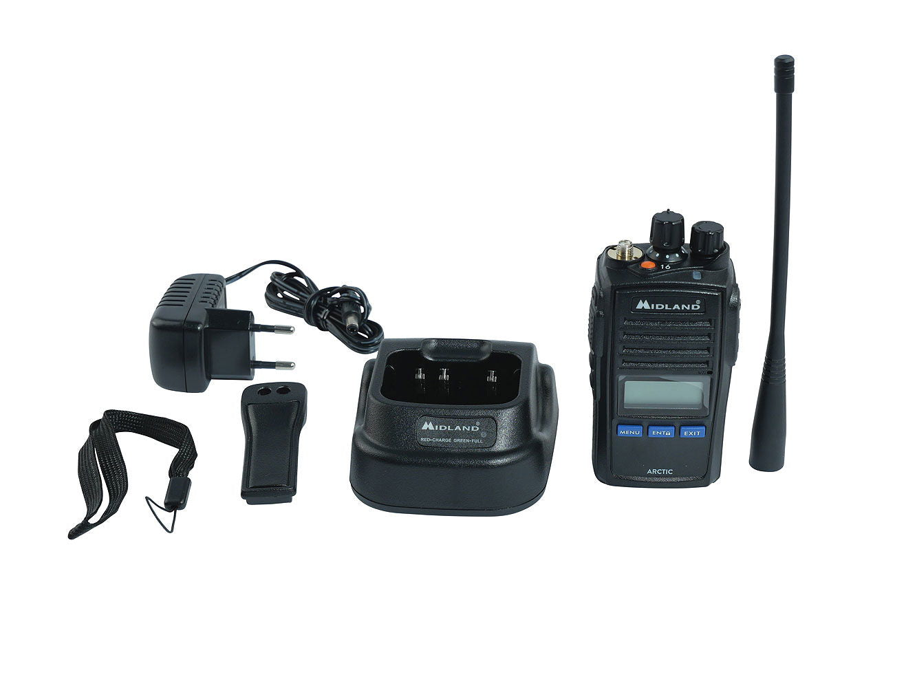Ladeskål med strømadapter til Håndholdt VHF 5W 57 kanaler 230 g Midland