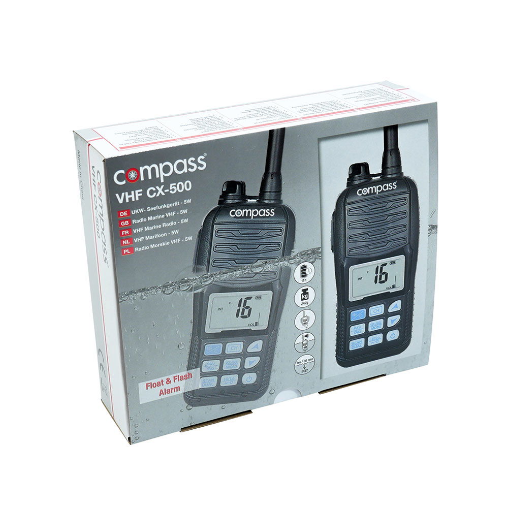 Håndholdt VHF CX-500 flytende med ladeadapter