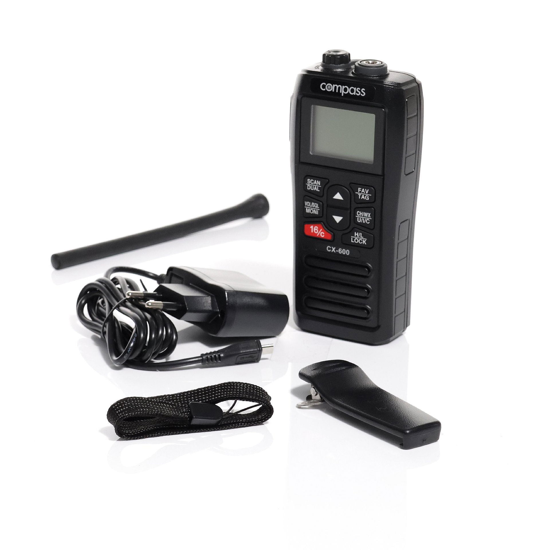 Håndholdt VHF CX-600 flytende IPX7 235 g USB ladeport
