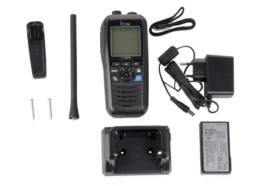 Håndholdt VHF IC-M94DE med AIS-mottaker og DSC bakside