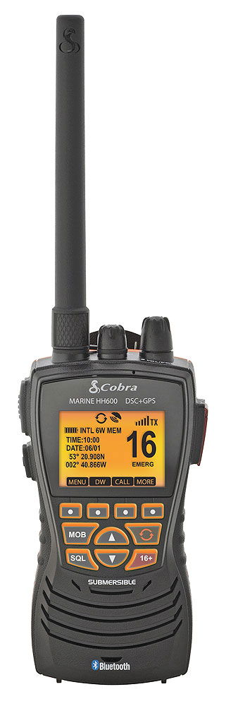 Håndholdt VHF MR HH600 med GPS og DSC flytende - Cobra forfra