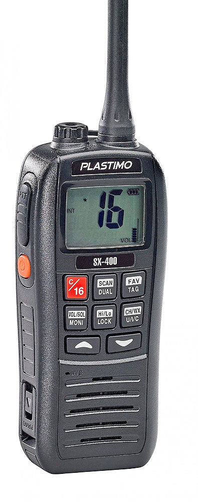 Håndholdt VHF SX-400 5 W vanntett og flytende forfra