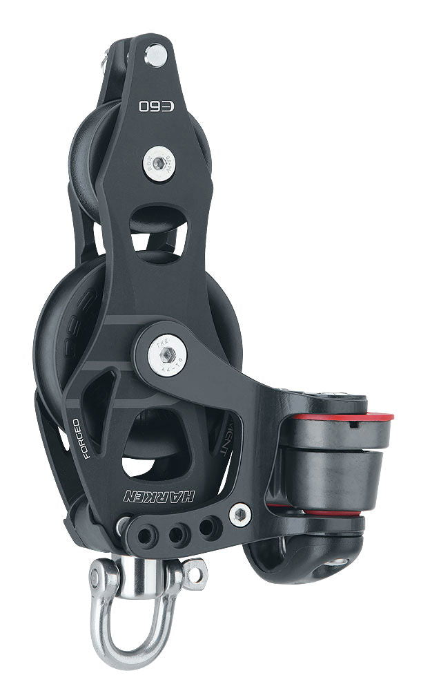 Harken Element violinblokk med hundsvott og Cam Cleat 8 mm forfra