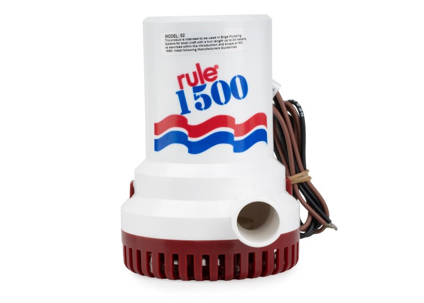 Heavy Duty lensepumpe 1500 12V 96 l/min 1 1/8" - Rule bakside