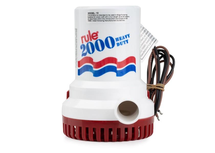 Heavy Duty lensepumpe 2000 12V 129 l/min 1 1/8" - Rule montert
