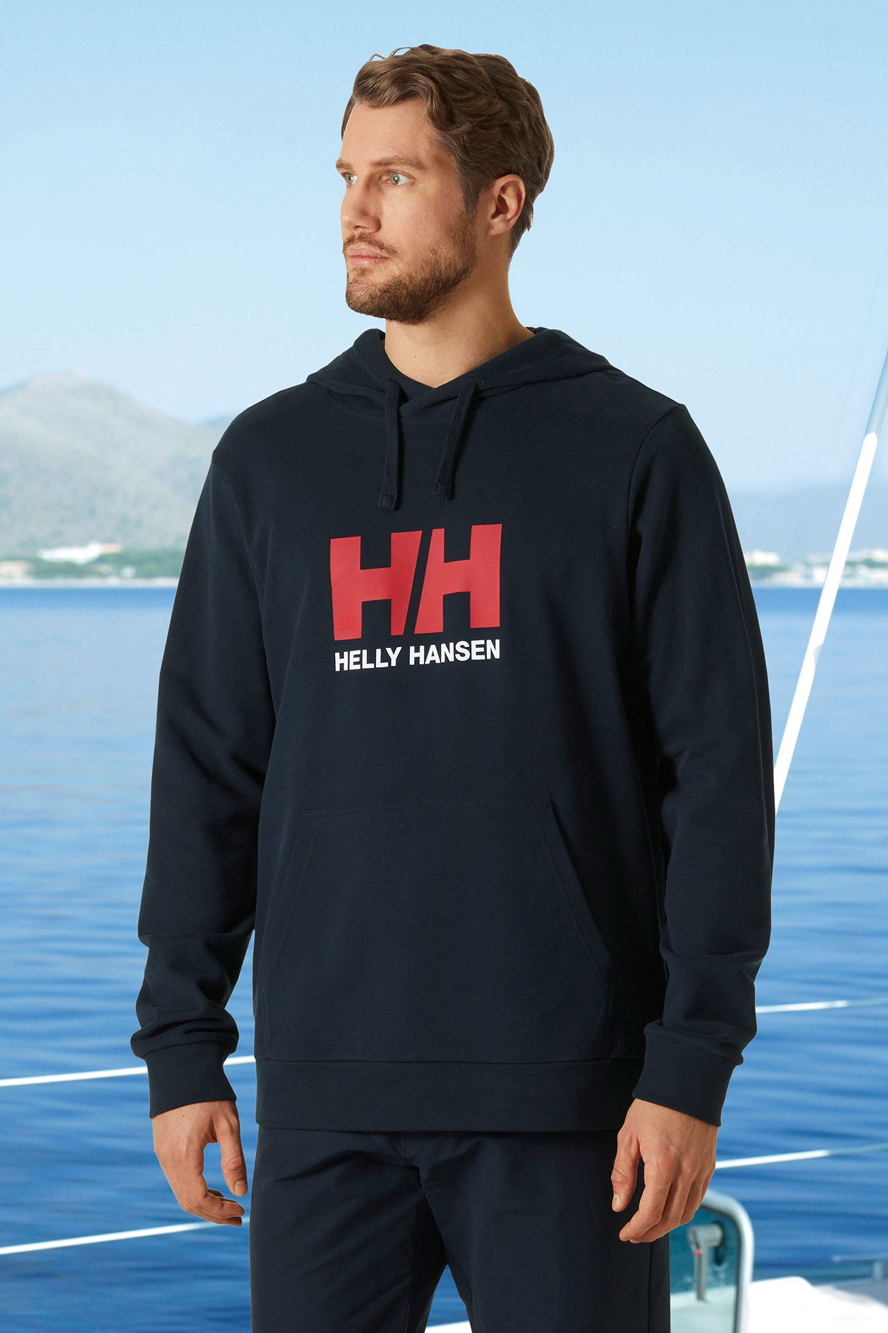 Helly Hansen Logo Hoodie bomullsfrotté detalj av logo