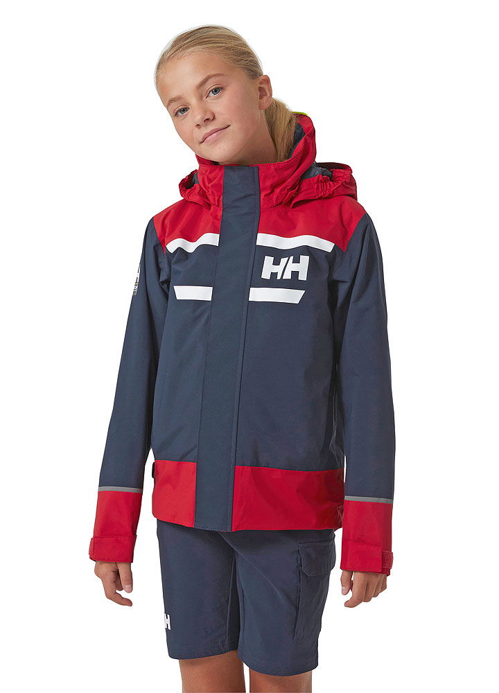 Helly Hansen Salt Port juniorjakke seiljakke for barn detalj av hette