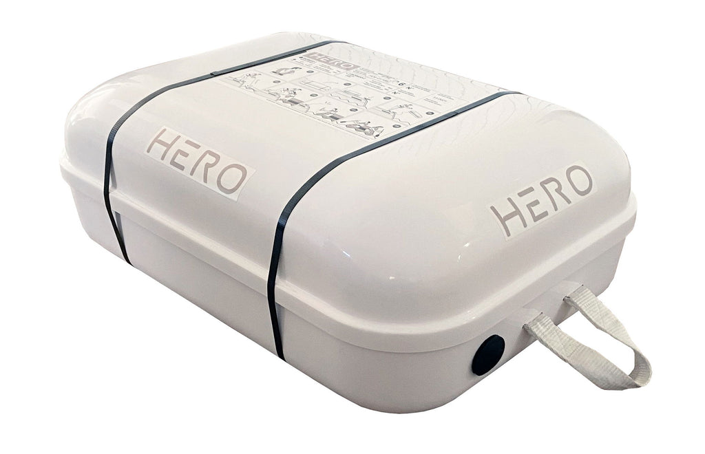 HERO redningsflåte Offshore ISO 9650-1A 4 personer container bakside