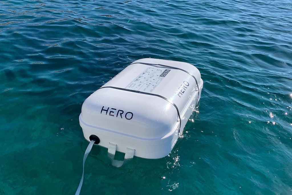 HERO redningsflåte Offshore ISO 9650-1A 4 personer container detalj av luftkammer