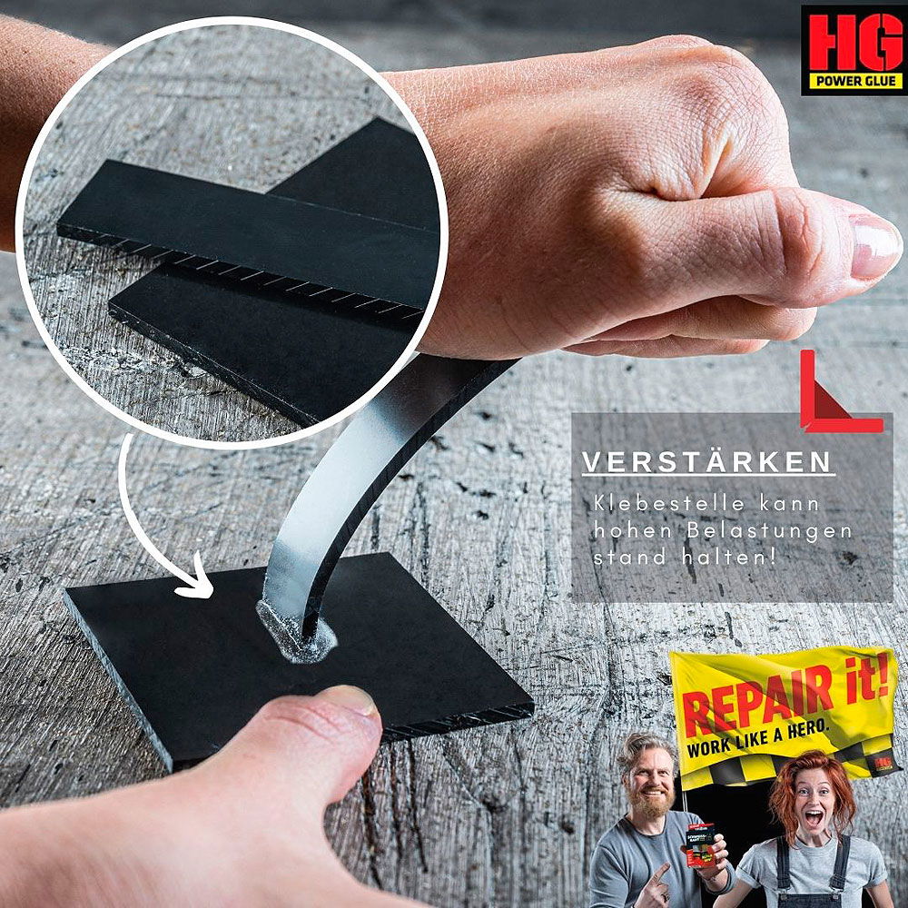 Detalj av HG XXL reparasjonssett 7-deler lim og granulat