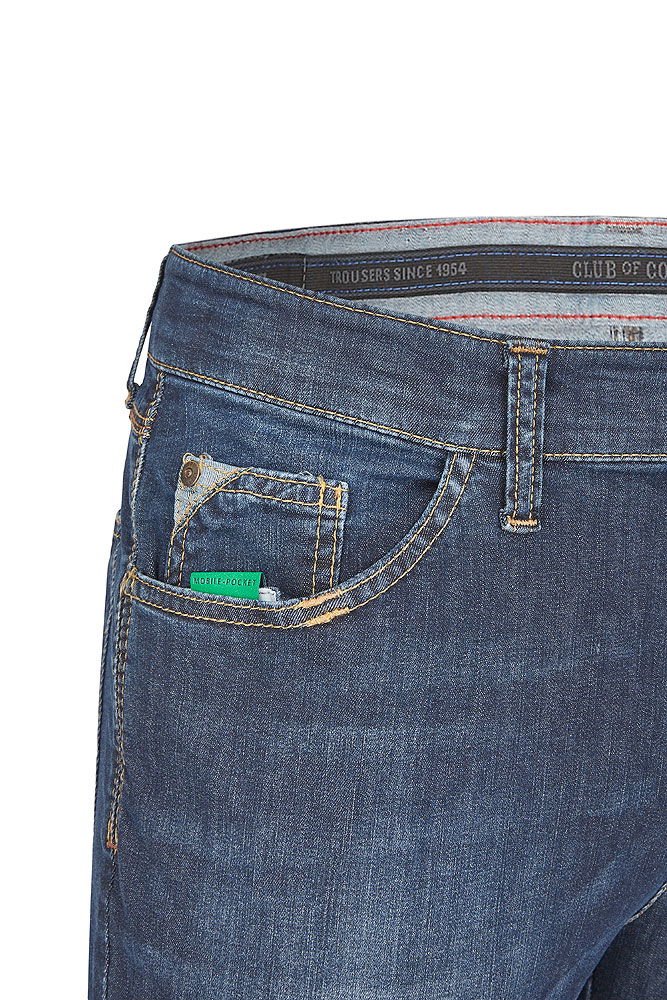 High stretch jeans lett denim 7,5 unse montert på modell